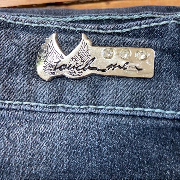 TOUCH Me jeans crystal embellishments flap pockets low rise ripped size 11-12 - Picture 4 of 14
